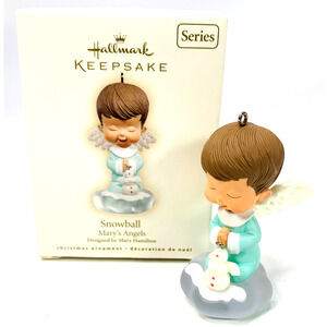 Hallmark Mary's Angels SNOWBALL Keepsake Ornament 2007 Series #20‎ Blue Snowman